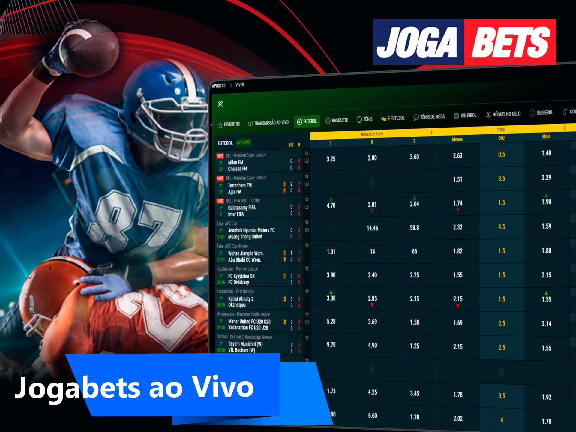 Eventos desportivos ao vivo com transmissão em direto para jogadores Jogabets